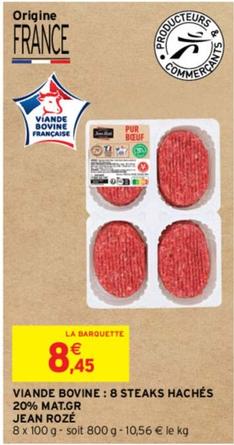 Jean Rozé - Viande Bovine: 8 Steaks Hachés 20% Mat.gr