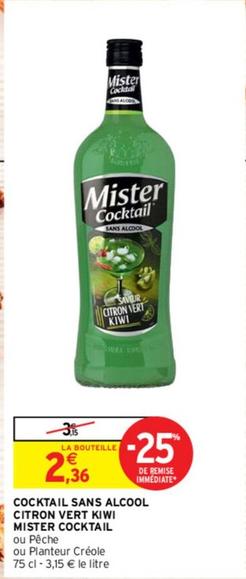 Mister Cocktail - Cocktail Sans Alcool Citron Vert Kiwi 
