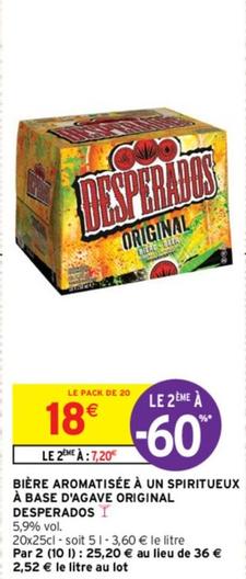 desperados - bière aromatisée à un spiritueux à base d'agave original