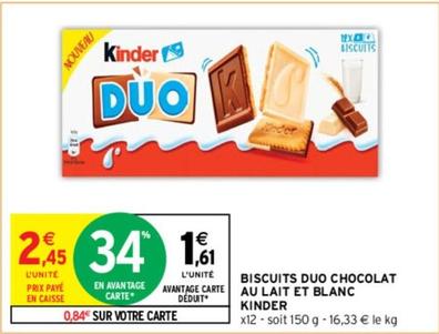 Kinder - Biscuits Duo Chocolat Au Lait Et Blanc