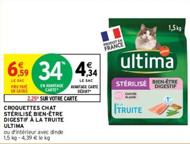 ultima - croquettes chat stérilisé bien-être digestif à la truite