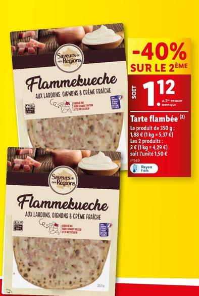 Saveurs De Regions - Tarte Flambée offre à 1,88€ sur Lidl
