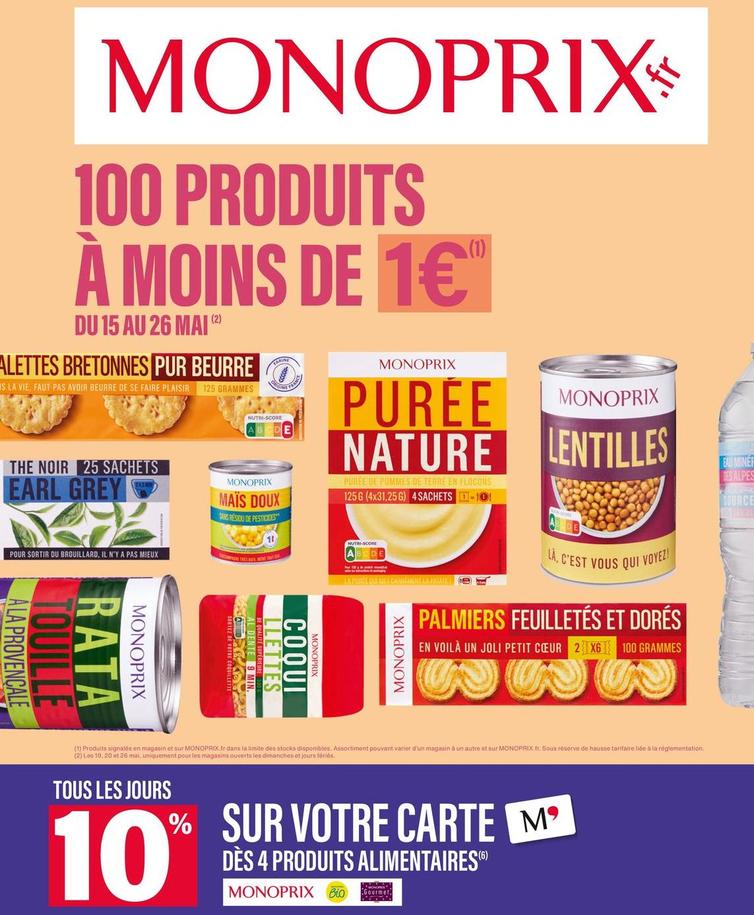 Monoprix - 100 Produits À Moins De 1€ offre sur Monoprix
