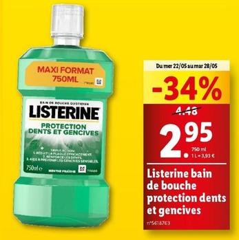 Listerine - Bain De Bouche Protection Dents Et Gencives offre à 2,95€ sur Lidl