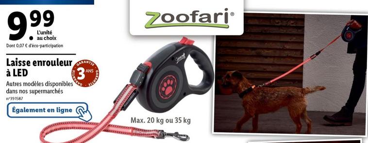 Zoofari - Laisse Enrouleur À Led offre à 9,99€ sur Lidl