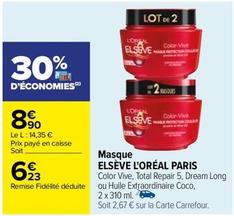 L'Oréal Paris - Masque Elsève offre à 6,23€ sur Carrefour Drive