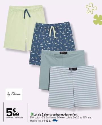 Lot De 2 Shorts offre à 5,99€ sur Carrefour Drive
