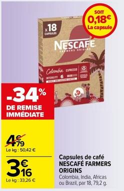 Nescafé - Capsules De Café Farmers Origins offre à 3,16€ sur Carrefour Drive