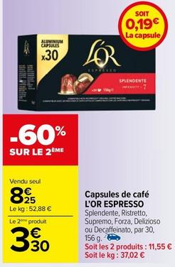 L'or - Capsules De Café Espresso offre à 8,25€ sur Carrefour Drive