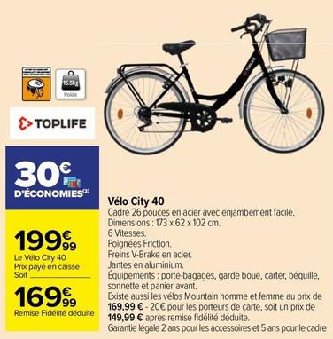 Toplife - Vélo City 40 offre à 169,99€ sur Carrefour Drive