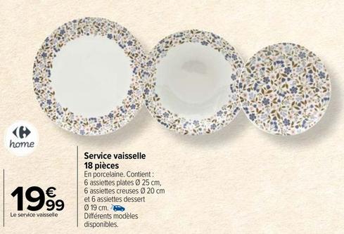 Carrefour - Service Vaisselle 18 Pieces  offre à 19,99€ sur Carrefour Drive