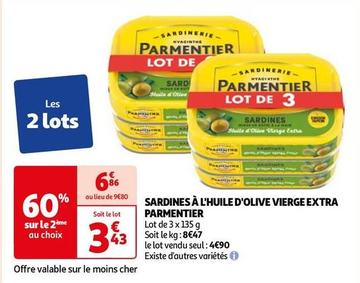 Parmentier - Sardines À L'Huile D'Olive Vierge Extra offre à 3,43€ sur Auchan Hypermarché