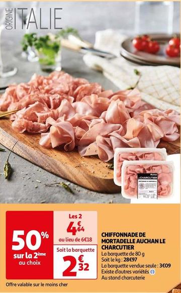 Auchan - Chiffonnade De Mortadelle Le Charcutier offre à 2,32€ sur Auchan Hypermarché