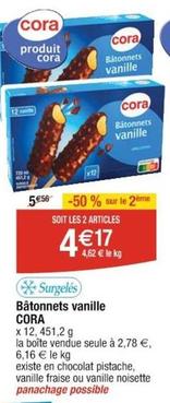 Cora - Bâtonnets vanille offre à 2,78€ sur Cora