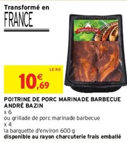 André Bazin - Poitrine De Porc Marinade Barbecue offre à 10,69€ sur Intermarché