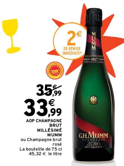 Mumm - AOP Champagne Brut Millésimé offre à 33,99€ sur Intermarché