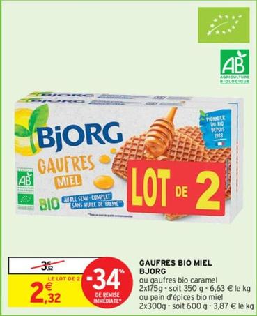 Bjorg - Gaufres Bio Miel offre à 2,32€ sur Intermarché