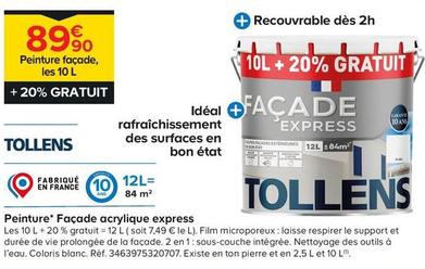 Tollens - Peinture Facade Acrylique Express offre à 89,9€ sur Castorama