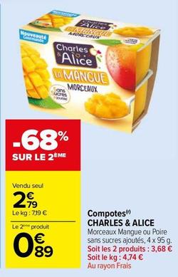 Charles & Alice - Compotes offre à 2,79€ sur Carrefour Market