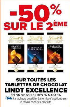 Lindt - Sur Toutes Les Tablettes De Chocolat Excellence offre sur Carrefour Market