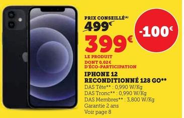 Apple - Iphone 12 Reconditionné 128 Go offre à 399€ sur Hyper U