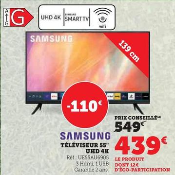 Samsung - Téléviseur 55" UHD 4k offre à 439€ sur Hyper U