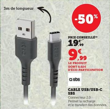 Sbs - Cable Usb/Usb-c offre à 9,99€ sur Hyper U