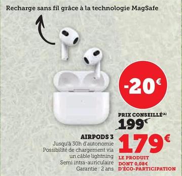 Apple - AIRPODS 3 offre à 179€ sur Hyper U