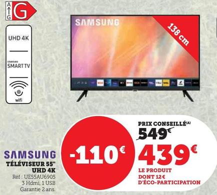Samsung - Téléviseur 55" UHD 4k offre à 439€ sur Super U