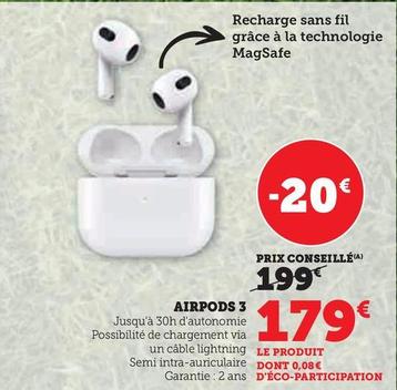 Apple - Airpods 3 offre à 179€ sur Super U