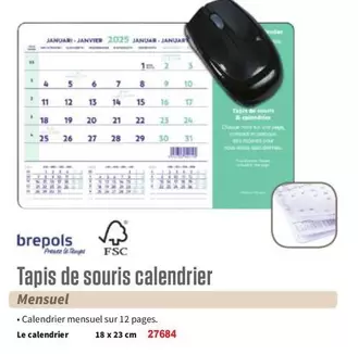 Tapis De Souris Calendrier  offre sur Majuscule