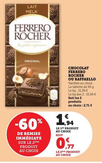 Ferrero Rocher Ou Raffaello - Chocolat  offre à 1,94€ sur Super U