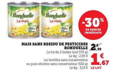 Bonduelle - Mais Sans Residu De Pesticides offre à 1,67€ sur Super U