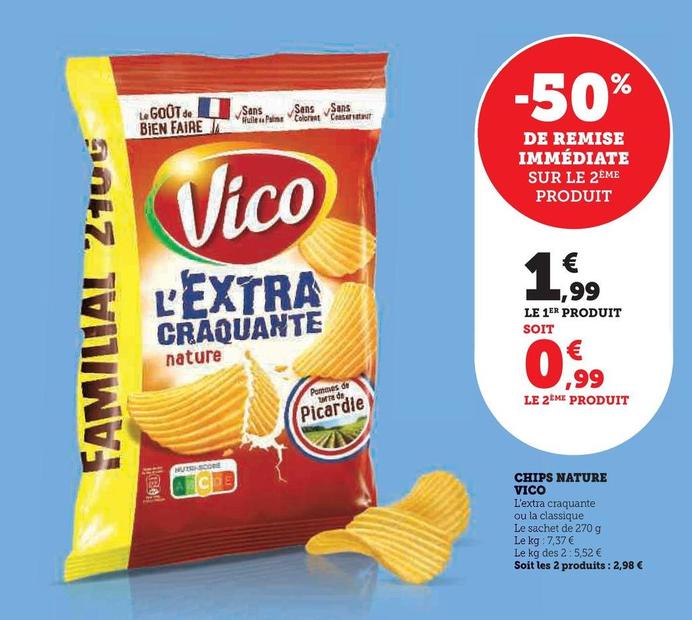 Vico - CHIPS NATURE offre à 1,99€ sur Super U