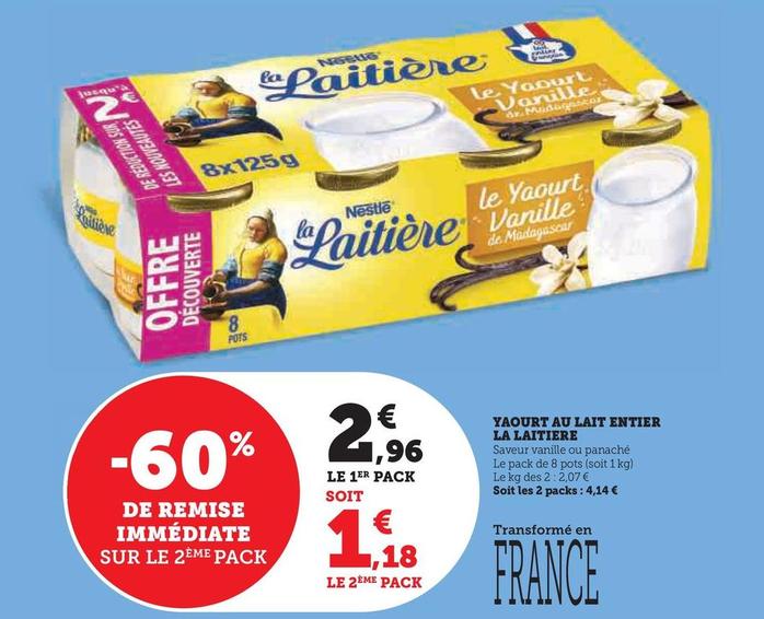 Nestlé - YAOURT AU LAIT ENTIER LA LAITIERE offre à 2,96€ sur Super U