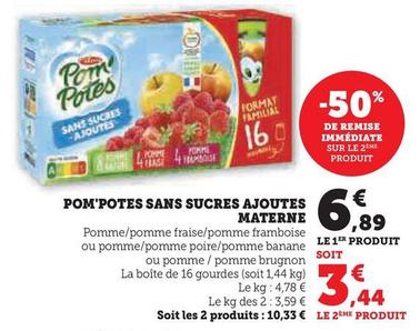 Materne - Pom'Potes Sans Sucres Ajoutes  offre à 6,89€ sur Super U