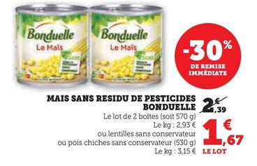 Bonduelle - Mais Sans Residu De Pesticides offre à 1,67€ sur U Express