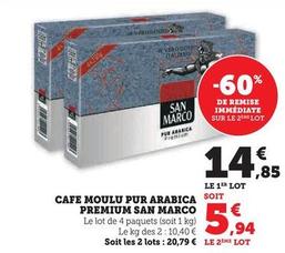 San Marco - CAFE MOULU PUR ARABICA PREMIUM offre à 14,85€ sur Super U