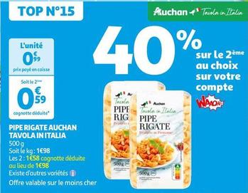 Auchan - Pipe Rigate Tavola In Italia offre à 0,99€ sur Auchan Hypermarché