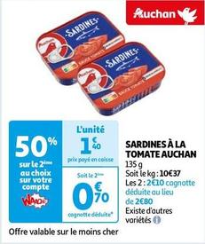 Auchan - Sardines À La Tomate offre à 1,4€ sur Auchan Hypermarché