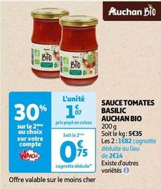 Auchan - Sauce Tomates Basilic Bio offre à 1,07€ sur Auchan Hypermarché