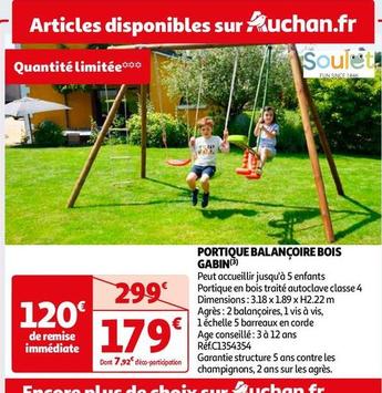 Soulet - Portique Balançoire Bois Gabin offre à 179€ sur Auchan Hypermarché