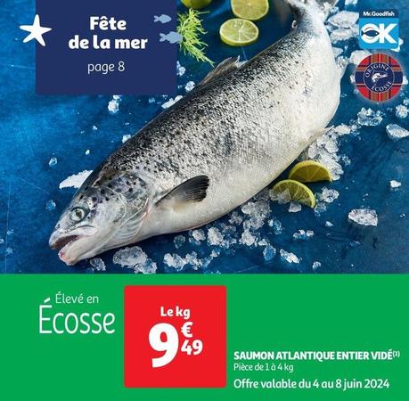 Saumon Atlantique Entier Vidé offre à 9,49€ sur Auchan Supermarché