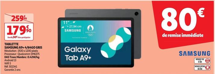 Samsung - Tablette A9 + 4/64GO Gris  offre à 179,9€ sur Auchan Hypermarché