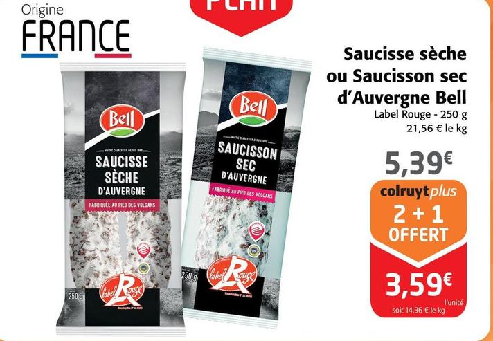 Bell - Saucisse Sèche Ou Saucisson Sec D'Auvergne offre à 5,39€ sur Colruyt