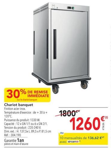 Chariot Banquet offre à 1260€ sur Metro