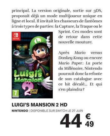 Luigi'S Mansion 2 Hd offre à 44,49€ sur Carrefour