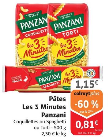 Panzani - Pâtes Les 3 Minutes offre à 1,15€ sur Colruyt
