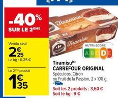 Carrefour - Tiramisu Original offre à 2,25€ sur Carrefour