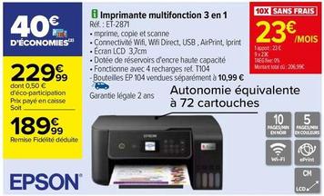 Epson - Imprimante Multifonction 3 En 1 offre à 189,99€ sur Carrefour